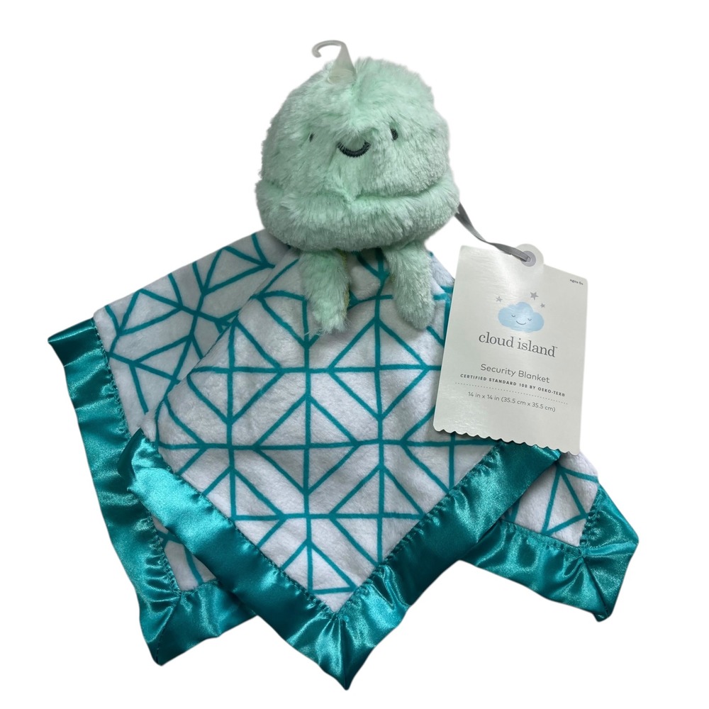 NEW Cloud Island Jellyfish Octopus Lovey 14" Security Blanket Green Teal 2021